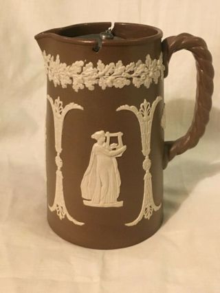 19thc Wedgwood Jasperware Pitcher Or Jug With Pewter Lid C1880s