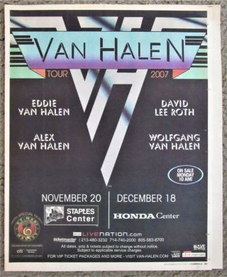 Van Halen 2007 Newspaper Concert Tour Ad Poster