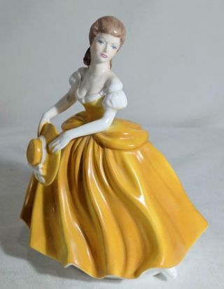 Gg Coalport Ladies Of Fashion " Teresa " Yellow Gown With Hat Lady 8 " Figurine