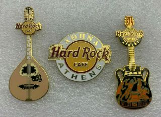 Set Of 3 Hard Rock Cafe Athens Pins.  Athens,  Aohna
