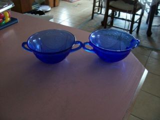 Royal Lace Cobalt Blue 4 3/4 " Cream Soup Bowls (2)