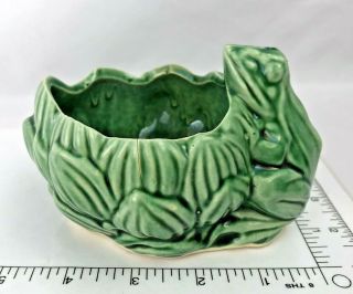 Vintage Mccoy Art Pottery Planter Green Frog Lily Pad