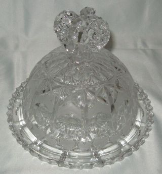 Hofbauer Cut Crystal Frost Hearts Dome Butter Cheese Dish