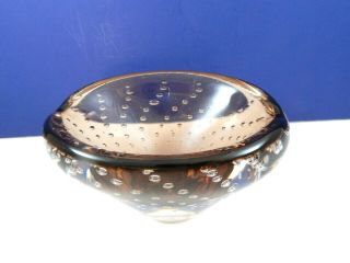 Vintage Murano Glass Brown Controlled Bubble Ashtray