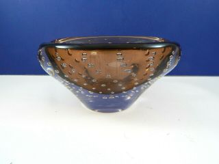 Vintage Murano Glass Brown Controlled Bubble Ashtray 2