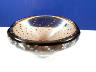 Vintage Murano Glass Brown Controlled Bubble Ashtray 3