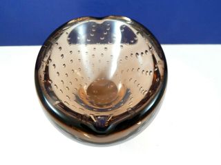 Vintage Murano Glass Brown Controlled Bubble Ashtray 4