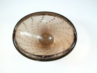 Vintage Murano Glass Brown Controlled Bubble Ashtray 5