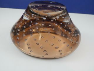 Vintage Murano Glass Brown Controlled Bubble Ashtray 7