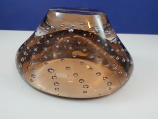 Vintage Murano Glass Brown Controlled Bubble Ashtray 8