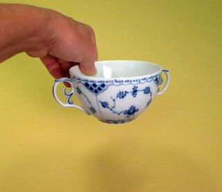 Vintage Royal Copenhagen Porcelain Blue Fluted Handled Open Sugar Bowl 109