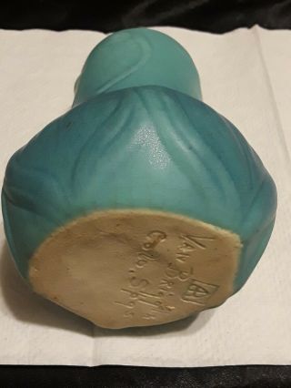 Van Briggle Ming Blue Bulbous " Onion " Vase.