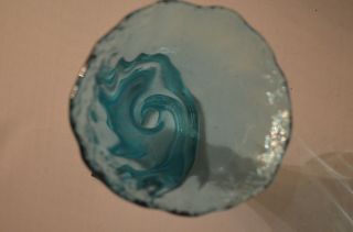 Vintage Hand Blown Art Glass Blue Swirl Flower Twisted Stem Flower Vase 3