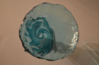 Vintage Hand Blown Art Glass Blue Swirl Flower Twisted Stem Flower Vase 4