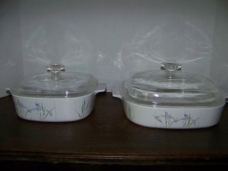 Corningware Shadow Iris A - 2 - B casserole & A - 10 - B casserole w/lids 2