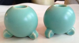 Turquoise Candle Holders - Vintage Mid Century - Germany