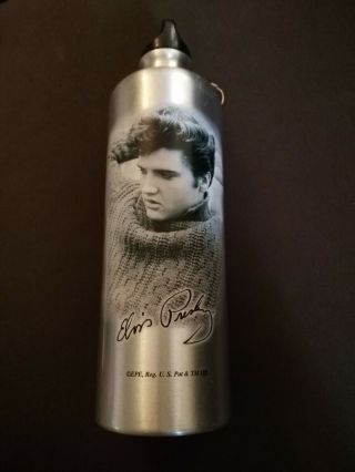 Elvis Presley Collectible Metal Travel Coffee Mug Tumbler W Cap & Keychain Clip
