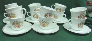 Vintage Corelle Indian Summer Cups & Saucers Corning Set Of 12 Cups,  11 Saucers