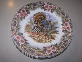 Churchill Myott Thanksgiving Turkey Multi - Color 10 " Dinner Plates Set Of 4