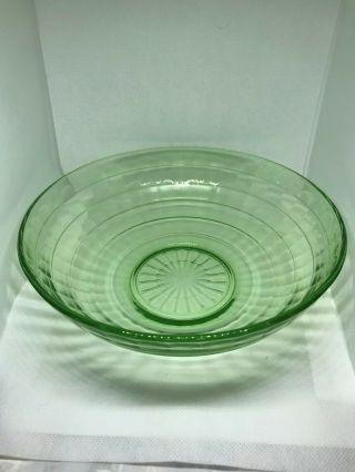 Green Depression Glass Block Optic Serving Bowl 8 "