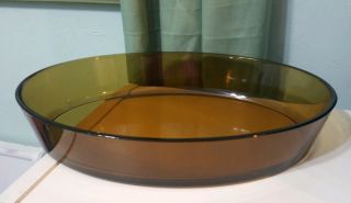 Arcopal Arcoroc Vintage Amber Clear Glass Oval Casserole Dish 13 " H X 9.  25 "