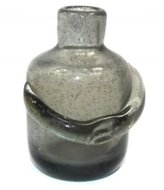 Vintage Smoke Glass Miniature Jug Vase With Applied Arms And Hands