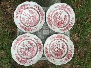 4 Rare Vintage J & G Meakin England Pink India Bread Plates British Colonial