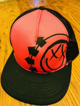 Vintage Blink 182 Trucker Hat Snapback Cap Fuchsia And Black Rare