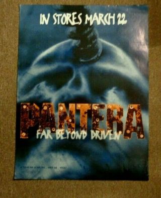 1994 Pantera Far Beyond Driven Poster Promo Music Record Album