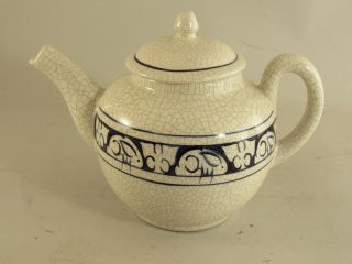 The Potting Shed Dedham Pottery Teapot W/lid Rabbit Bunny Crackle
