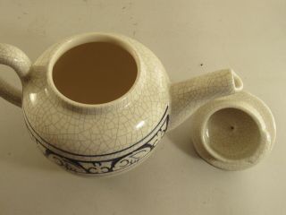 The Potting Shed Dedham Pottery Teapot W/Lid Rabbit Bunny Crackle 5