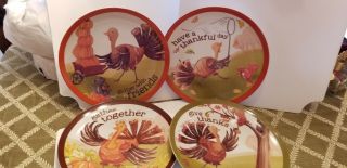 Pottery Barn Kids Thanksgiving Set Of 4 Dinner Plates 4 Designs Nwb