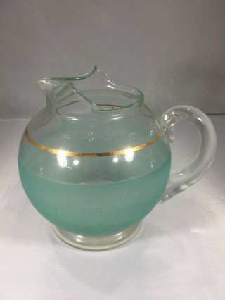 Corning Turqouise Ball Pitcher With Handle By Corning Glass