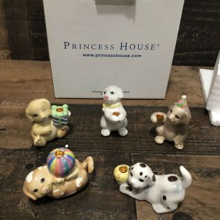 Princess House Exclusive 5 Ceramic Puppy Dog Birthday Candle Holders 2.  5”