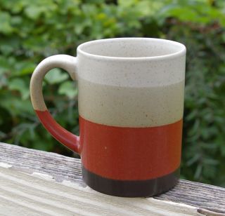 Handmade Speckled Dipped Pottery Art Coffee Mug Cup Black Orange Red Brown Beige