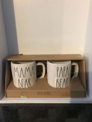 Rae Dunn Mama Bear And Papa Bear Mugs Ceramic Coffee Mug Cup Gift Set