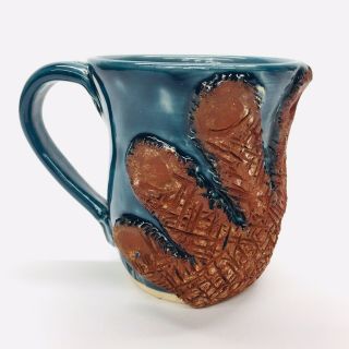 Sasquatch Outpost Hand Thrown Pottery Coffee Mug 16 Oz Teal Blue Bailey Colorado