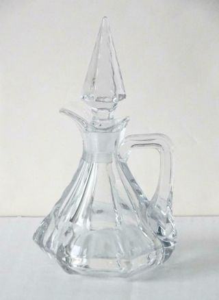 Vintage Heisey Elegant Glass Hexagonal Oil Or Vinegar Cruet W/ Etched Pattern