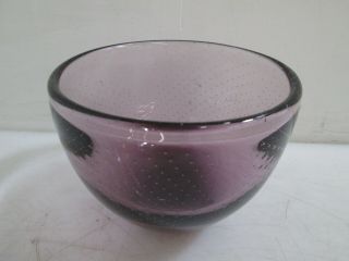 Hand Blown Signed Art Glass Bowl Pink 6x5 "