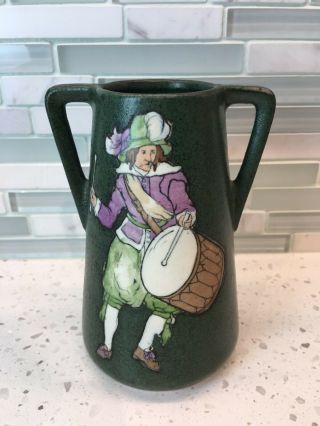 Shellmacher Teplitz Antique Art Pottery Amphora/ Vase Drummer Austria 8 " Tall