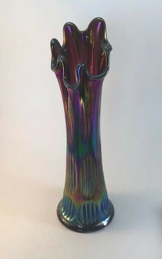 Fenton Carnival Glass Diamond And Rib Vase 11 1/4 "