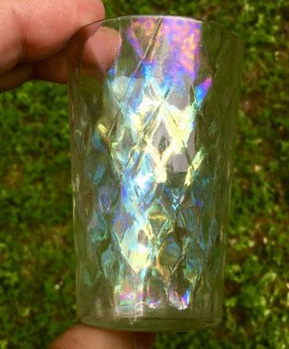 Carnival Clear Diamond Storm Shot Glass “bob Smith Collection” Iridescence