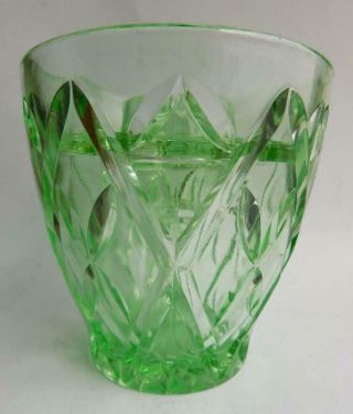 Art Deco Uranium Depression Green Glass Vase With Flower Frog Insert 1930s