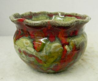 Ex Rare Nc Pottery Experimental Red Multicolor Vase,  Dot Auman Or Ml Owens