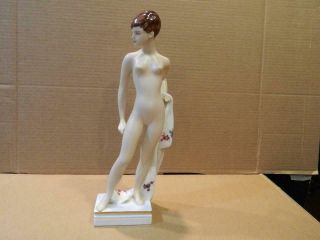 Royal Dux Bohemia Naked Woman Figurine Pixie Haircut Signed Jiri Cernoch Vintage