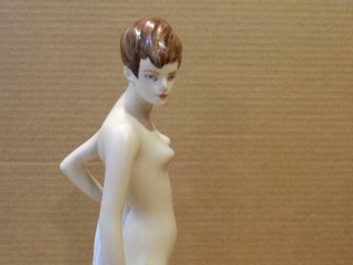 Royal Dux Bohemia Naked Woman Figurine Pixie Haircut Signed Jiri Cernoch Vintage 7