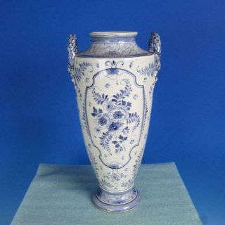 Royal Bonn China - Blue Delft Ship Vase - 12 inches 2