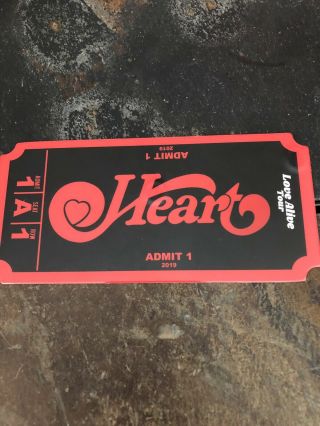Souvenir Concert Ticket Heart Love Alive 2019 - Ann & Nancy Wilson Tour