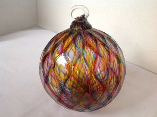 Glass Eye Studio Rainbow Diamond Facet Ornament Blown Glass 00420cr - 1
