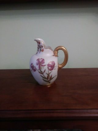 Antique Royal Worcester Porcelain Hand Painted Ewer/jug 6.  25 ".